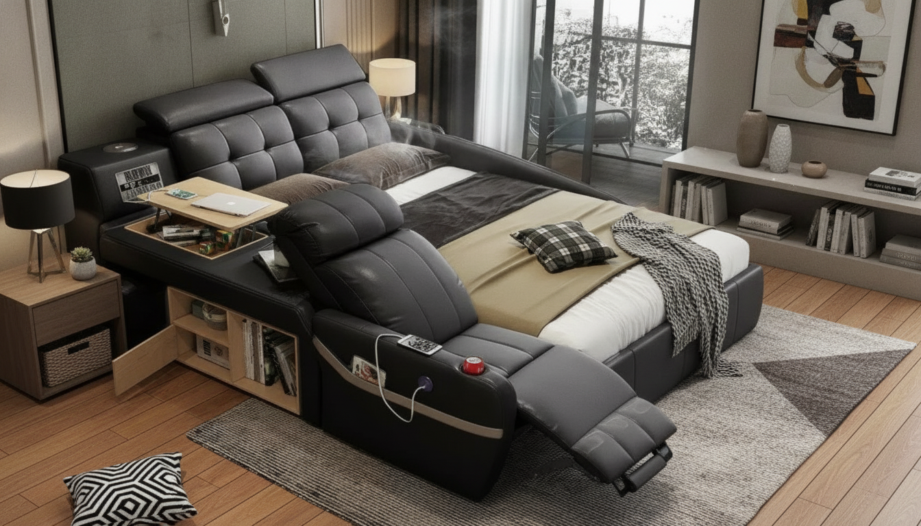 King Bed with Massage & Storage: Luxury, Less Clutter